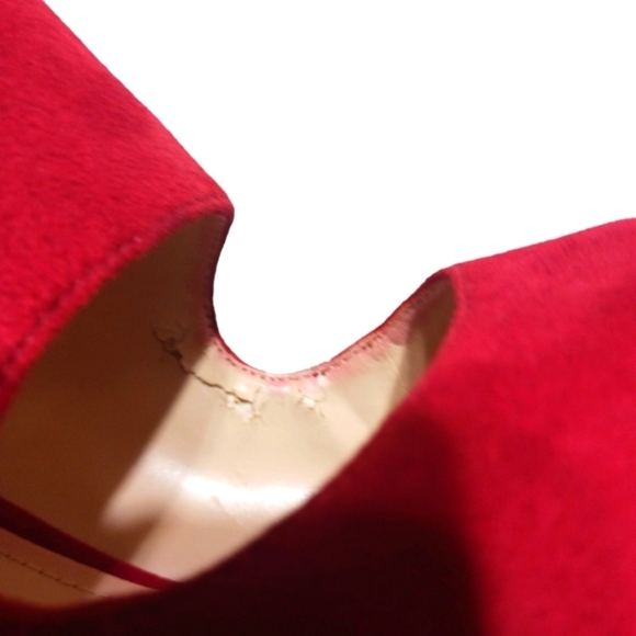 ENZO ANGIOLINI Suede Red Peep Toe Zippered Pumps Heels 8.5 - Picture 12 of 14